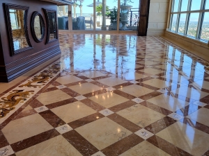Natural Stone Floor Restoration at a Queensridge Penthouse in Las Vegas, NV